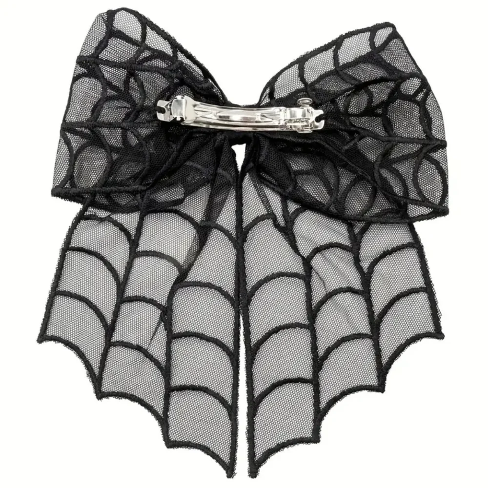 🕸 Black Spider Web Mesh Bow Hair Clip 🕸🕷 (OS)